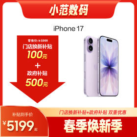 iPhone 17 到店购机享100元补贴卷（补贴卷可作为VIP系列卷／回收卷／融合卷／配件卷/换新补贴/使用5选1）