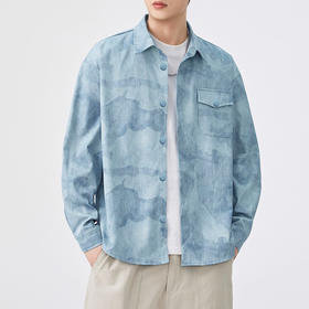 红览 美式扎染衬衫男新款高街痞帅长袖衬衫65493