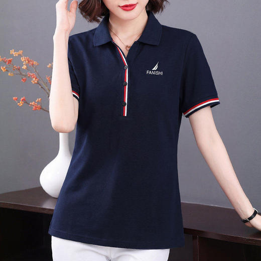 polo衫t恤女短袖2026新款夏季爆款女装假两件正肩翻领上衣体恤衫 商品图3