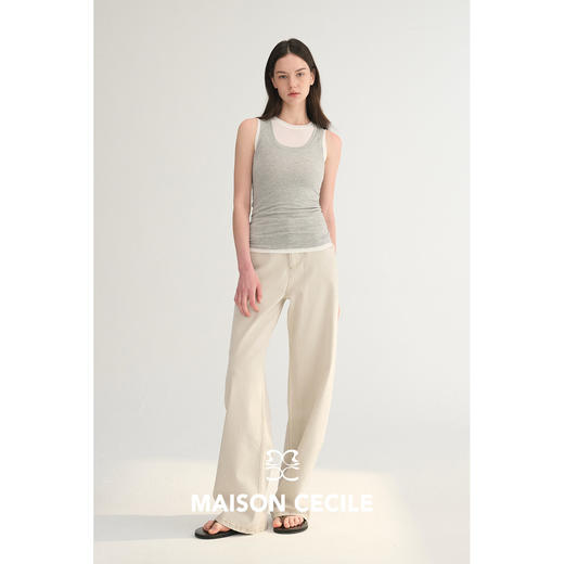 MC定染灰白色莱赛尔棉舒适简约显瘦百搭直筒牛仔裤MAISON CECILE 商品图3