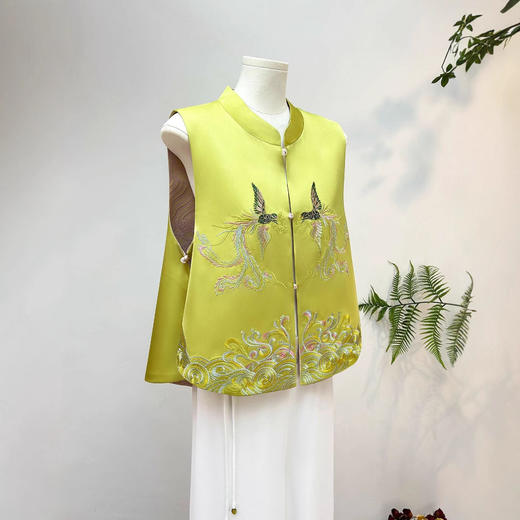 丁摩 新中式凤凰双面穿马甲女春夏新款国风立领坎肩年轻减龄马夹6ZF-3233 商品图0