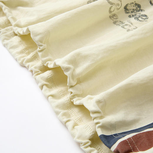 谜底印花T恤短袖2026夏季新品撞色POLO领复古休闲宽松女262MT0470 商品图3