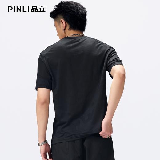 PINLI品立2026夏季新款男士落肩纯色百搭圆领短袖T恤上衣体恤潮牌GD262111035 商品图2