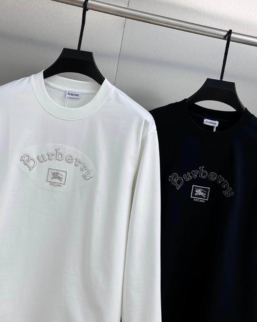 F032351徽标做旧商务风刺绣LOGO圆领舒服柔软长袖T恤 商品图1