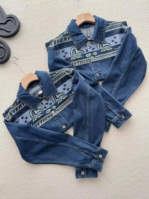 F032309新款男士复古风格海鸥印花拼接牛仔面料夹克外套 商品图2