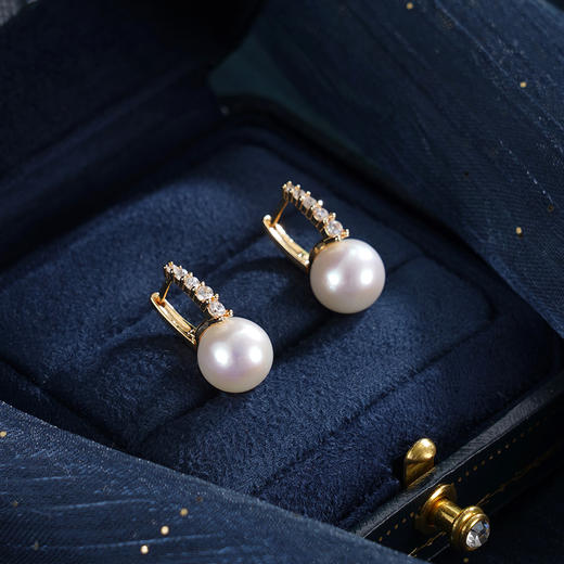 子佩集【璇玑天后】银S925珍珠惜王妃耳钉【MLEH028】9mm珠镀金扣环2601 商品图1