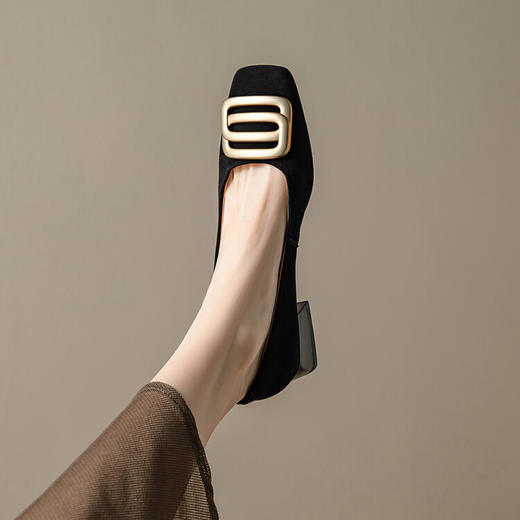 【预售5天】法式复古小香风单鞋女新款夏浅口方头舒适中跟粗跟高跟鞋MM&6015 商品图1