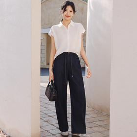 【SAKURA樱花·棉麻牛仔弯刀裤26101】复古牛仔弯刀裤，藏胯遮肉，宽松阔腿裤