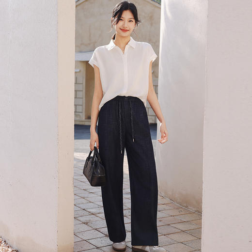 【SAKURA樱花·棉麻牛仔弯刀裤26101】复古牛仔弯刀裤，藏胯遮肉，宽松阔腿裤 商品图0