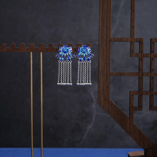 子佩集【花开锦年】银S925耳环【ES00595】仿古珐琅彩流苏2601 商品图1