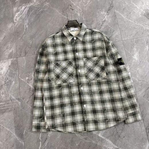 F032352棉麻混纺休闲胸前大口袋工装长袖格子衬衫外套 商品图6