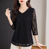 七分袖蕾丝上衣女装2026新款早春大码宽松显瘦洋气小衫中袖打底衫 商品缩略图4