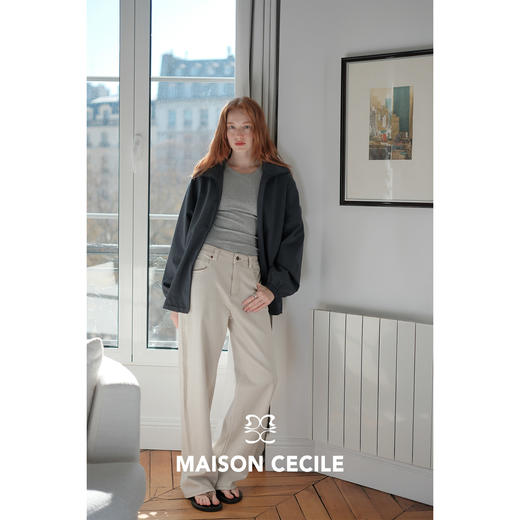 MC定染灰白色莱赛尔棉舒适简约显瘦百搭直筒牛仔裤MAISON CECILE 商品图1
