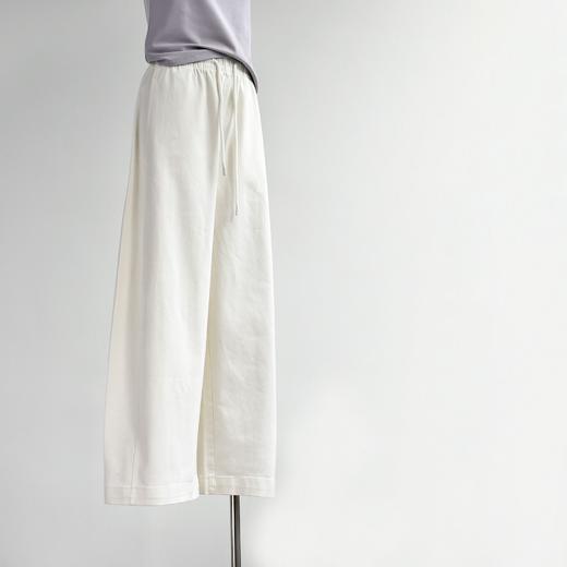 丁摩 【白色牛仔裤】女装新春夏纯棉白色牛仔阔腿弯刀长腿休闲裤子女6ZF-C052 商品图1