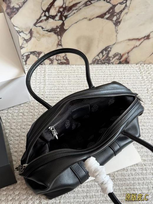 F032358十字架金属装饰手提复古感黑色荔枝纹饺子包 商品图7