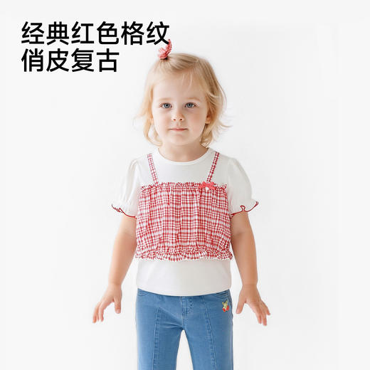 【商场同款】英氏女童短袖T恤春夏新款圆领上衣儿童透气小衫 商品图3