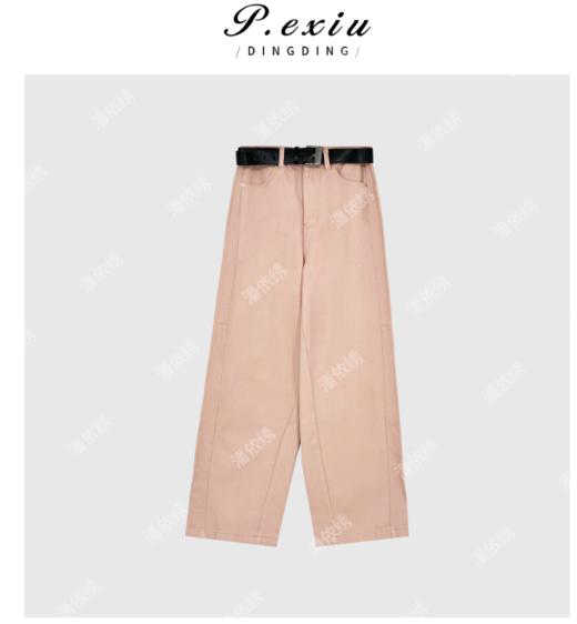 03-4潘依绣丁丁宠粉夏季新款纯色百搭宽松裁片设计款弯刀裤W8794 商品图0