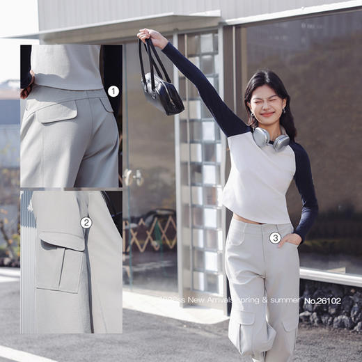 【SAKURA樱花·生态棉弯刀工装裤26102】亲肤生态棉，大口袋工装裤，休闲街头风 商品图4