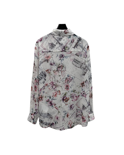 女款印花薄纱长袖衬衣zh010 商品图1