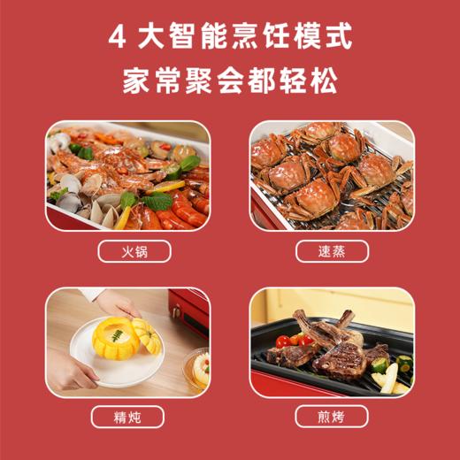 【二代料理锅】BRUNO多功能料理锅二代BOE123 导热更快1700W大功率 聚能循环发热导热更均匀 容量5L满足6人 烤/煮/煎/蒸/炖/炒 商品图3