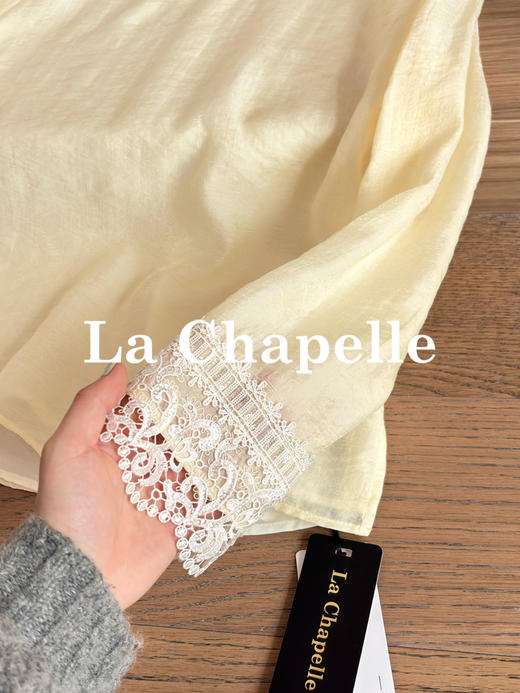 专柜实拍【天丝莱赛尔】拉夏贝尔/La Chapelle国风轻薄衬衫静奢圆领蕾丝花边串珠设计感长袖小衫 商品图7