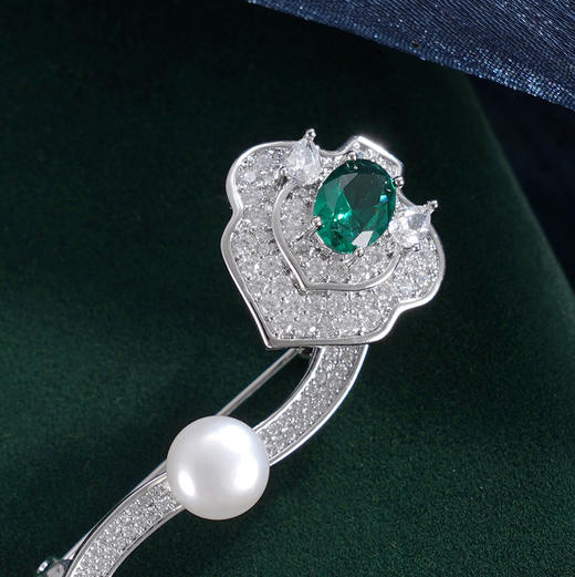 子佩集【如意珍宝】珍珠惜王妃胸针【ZXXZ007】7.5mm珠绿如意2601 商品图2