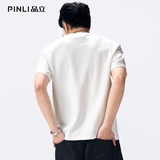 PINLI品立2026夏季新款男士纯色百搭圆领落肩袖短袖T恤上衣体恤潮GD262111041 商品图3