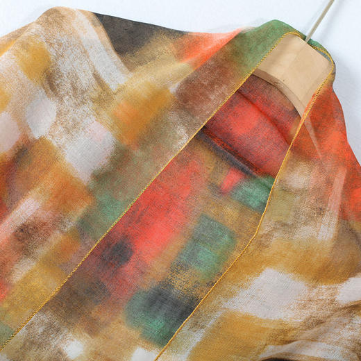 雀说 复古风披肩旅游薄款纱巾棉麻复古印花披肩围巾6196 商品图3