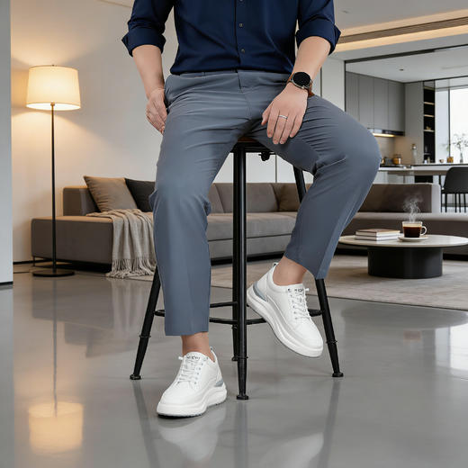 舒乐高男鞋隐形内增高8cm休闲鞋男款板鞋小白鞋透气运动鞋一脚蹬 商品图2