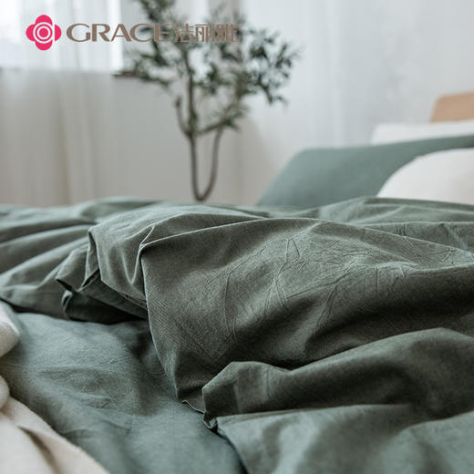 洁丽雅（Grace)官绿.全棉色织水洗棉四件套JLY25701 商品图4