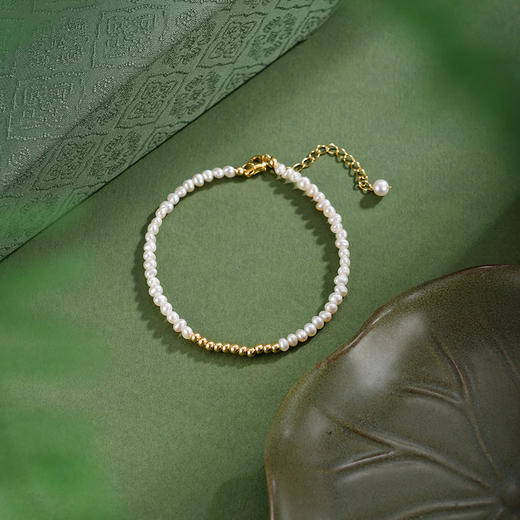 子佩集【珠映欢颜】银S925珍珠惜王妃手链【SGB0510003】2*3.5mm珠镀金2601 商品图3