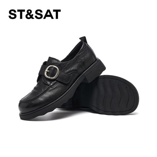 星期六26春新款复古圆扣英伦百搭乐福鞋SSE1111012 商品图4