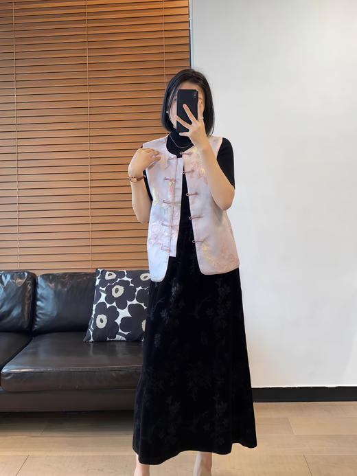 新中式宋锦提花盘扣马甲 商品图4