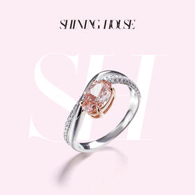 ShiningHouse[培育] 粉钻系列 18k金钻石戒指 椭圆形1克拉钻人工真钻人造钻石K金戒指时尚钻石戒指卓越匠心奢耀臻献【此商品不支持7天无理由退货退款】