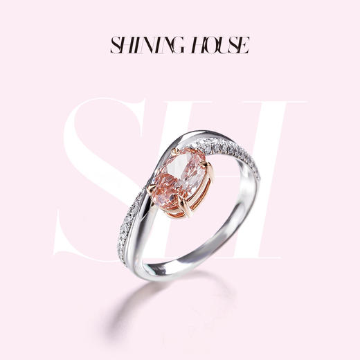 ShiningHouse[培育] 粉钻系列 18k金钻石戒指 椭圆形1克拉钻人工真钻人造钻石K金戒指时尚钻石戒指卓越匠心奢耀臻献【此商品不支持7天无理由退货退款】 商品图0