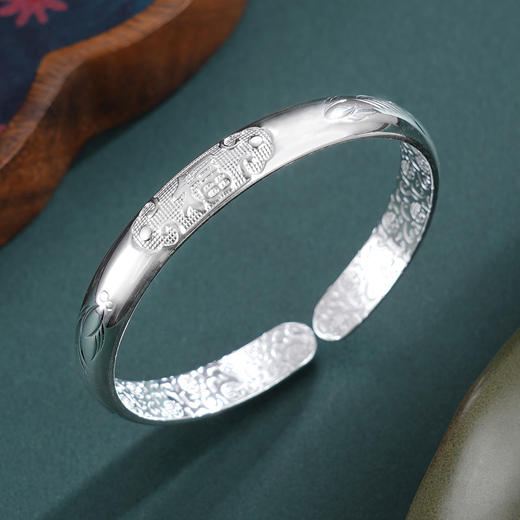 子佩集【福运莲莲】银S999手镯【YHSZ0141】福字金鱼莲花2601 商品图0