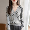 百媚生 无缝一线波点长袖针织开衫V领上衣NJR2-2192-48 商品缩略图3