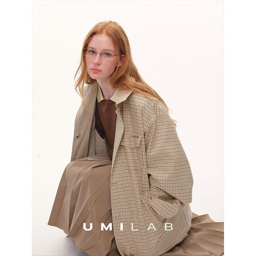UMILAB｜诺丁山*复古miu系100%棉轻量k皱双面穿中长廓形外套C1015V 商品图0