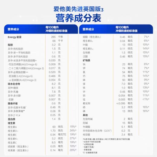 英国爱他美白金版奶粉2段6-12个月800g/罐 跨境购 商品图1