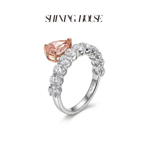 ShiningHouse[培育] 粉钻系列 18k金钻石戒指 水滴形1克拉钻人工真钻人造钻石K金戒指时尚钻石戒指卓越匠心奢耀臻献【此商品不支持7天无理由退货退款】预计3日发货 商品图1