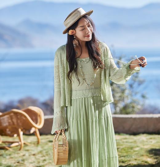 【林栖设计小店】手工系带|多色镂空肌理2026夏新款毛织外套针织两件套1962165 商品图0