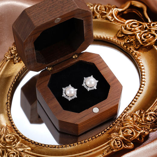 子佩集【雪霁缪斯】银S925珍珠惜王妃耳钉【XXED003】6mm珠双色六角2601 商品图3