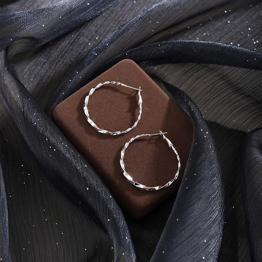 子佩集【闪耀之瞬】银S925耳环【YEH-0988100XQ】时尚扣环圆圈2601 商品图1