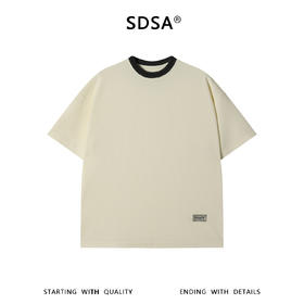 SDSA男装2026新款高贵轻奢美式潮牌撞色领口设计短袖T恤百搭上衣