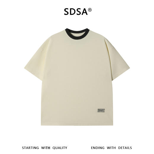 SDSA男装2026新款高贵轻奢美式潮牌撞色领口设计短袖T恤百搭上衣 商品图0
