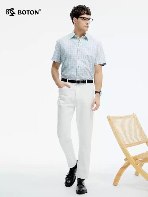 波顿夏季男士蓝绿白格短袖衬衫｜清爽配色，透气相伴MS103225 商品图1