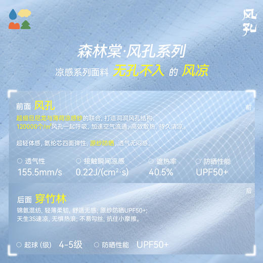 【凉感防晒七分裤】森林棠26夏款风孔透气清凉舒适宽松儿童休闲裤42062029 商品图3