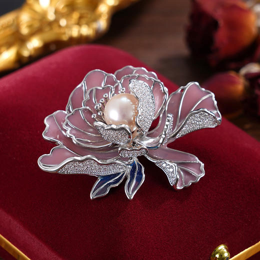 子佩集【倾国芳华】珍珠惜王妃胸针【ZXXZ005】10mm珠镀金牡丹三色2601 商品图2