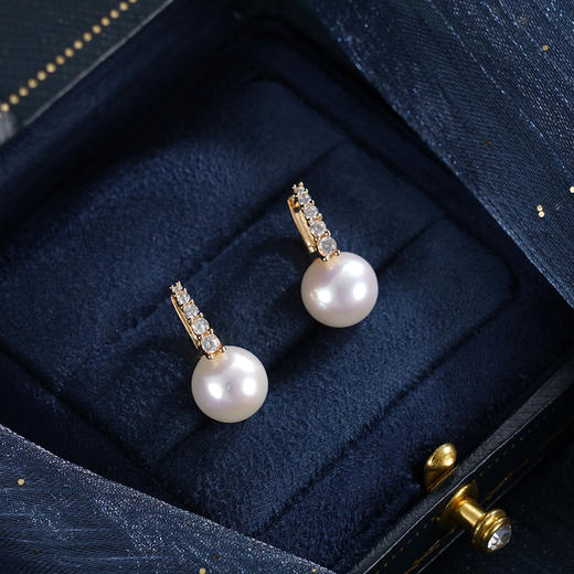 子佩集【璇玑天后】银S925珍珠惜王妃耳钉【MLEH028】9mm珠镀金扣环2601 商品图0