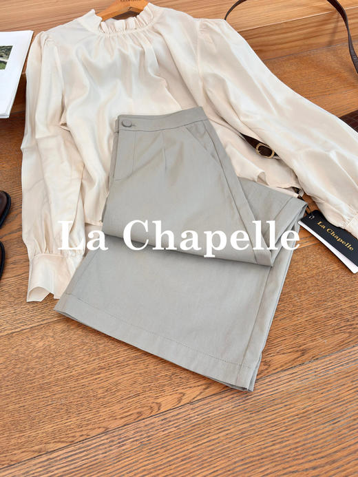 专柜实拍【遮胯显腿直】拉夏贝尔/La Chapelle春夏新款高腰宽松显瘦小个子休闲裤舒适通勤百搭 商品图5